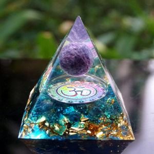 Orgonite Pyramid 60 mm Amethyst Sphere With Obsidian Natural Crystal Stone